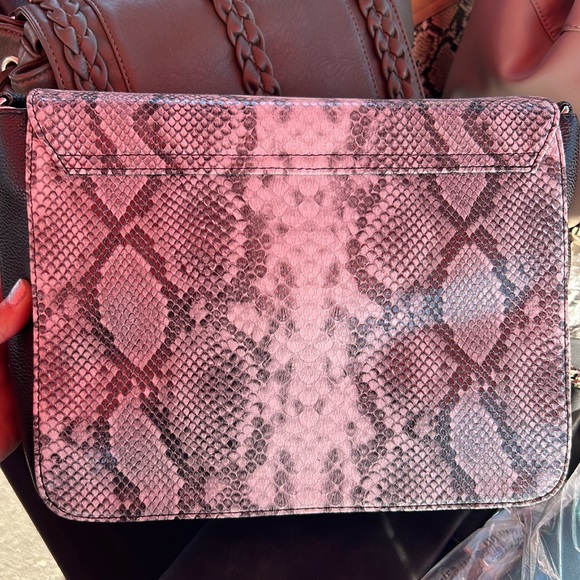 Gray snake print handbag with straps - Picture 4 of 5